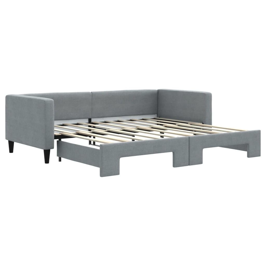 Divano Letto con Letto Estraibile Grigio Chiaro 100x190 Tessuto | homemem39