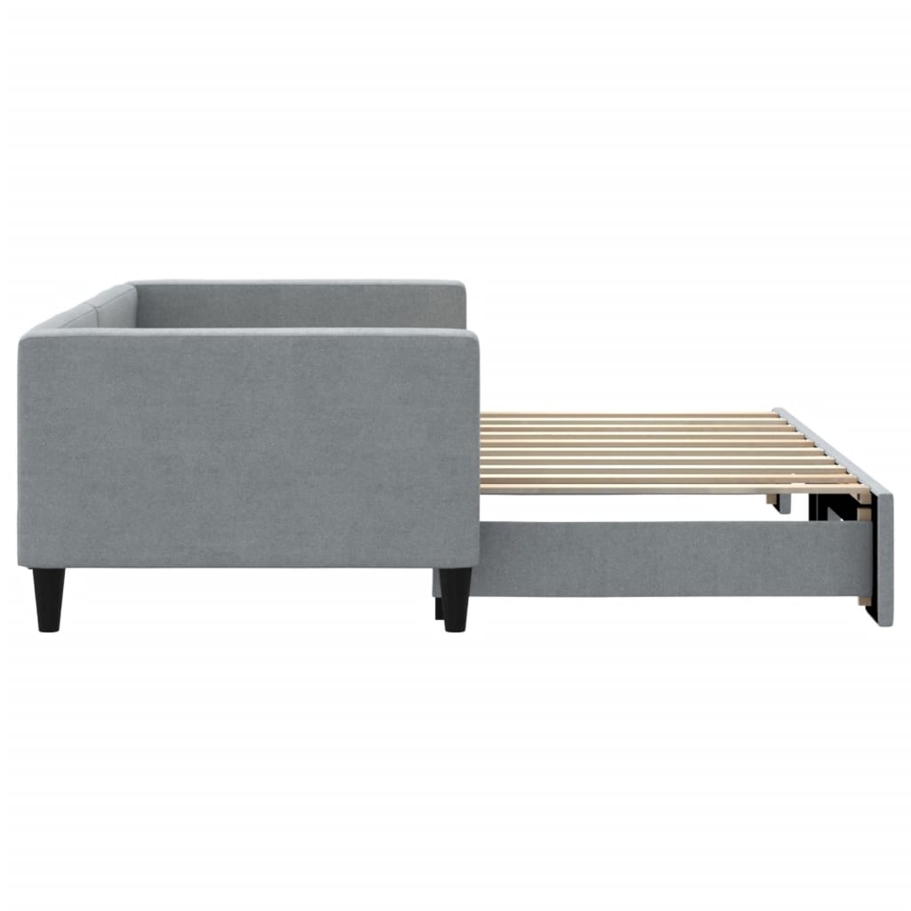 Divano Letto con Letto Estraibile Grigio Chiaro 100x190 Tessuto