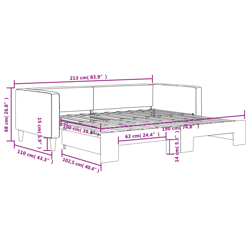 Divano Letto con Letto Estraibile Grigio Chiaro 100x190 Tessuto | homemem39