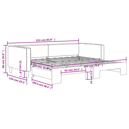 Divano Letto con Letto Estraibile Grigio Chiaro 100x190 Tessuto | homemem39