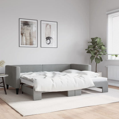 Divano Letto con Letto Estraibile Grigio Chiaro 100x190 Tessuto | homemem39