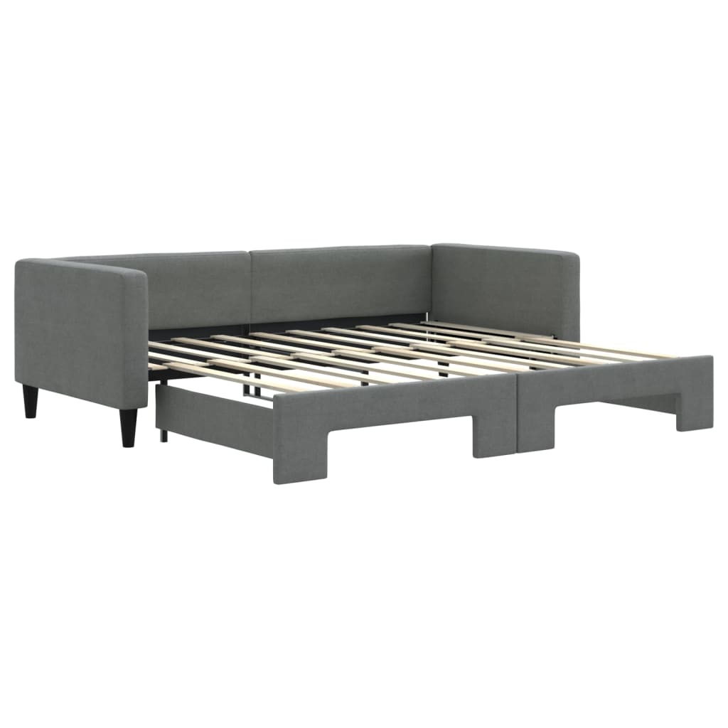Divano Letto Letto Estraibile Grigio Scuro 100x190 cm Tessuto