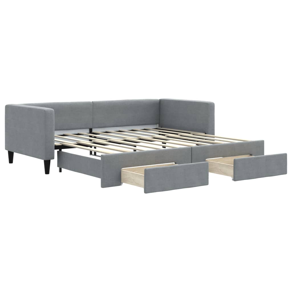Divano Letto Estraibile Cassetti Grigio Chiaro 100x190 Tessuto | homemem39