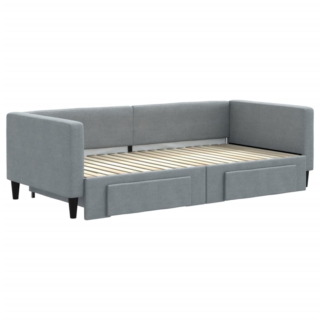 Divano Letto Estraibile Cassetti Grigio Chiaro 100x190 Tessuto | homemem39
