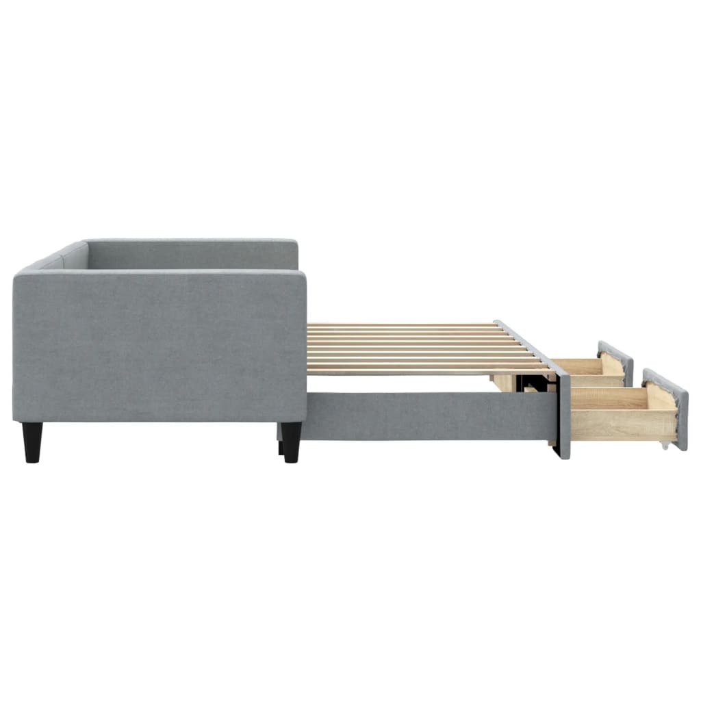 Divano Letto Estraibile Cassetti Grigio Chiaro 100x190 Tessuto