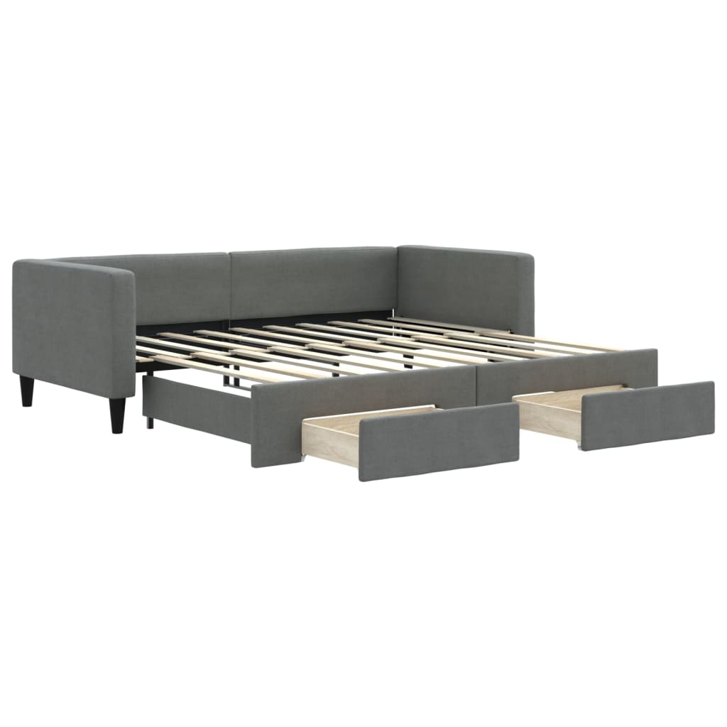 Divano Letto Estraibile Cassetti Grigio Scuro 100x190 Tessuto