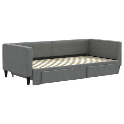Divano Letto Estraibile Cassetti Grigio Scuro 100x190 Tessuto