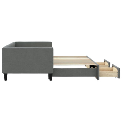 Divano Letto Estraibile Cassetti Grigio Scuro 100x190 Tessuto