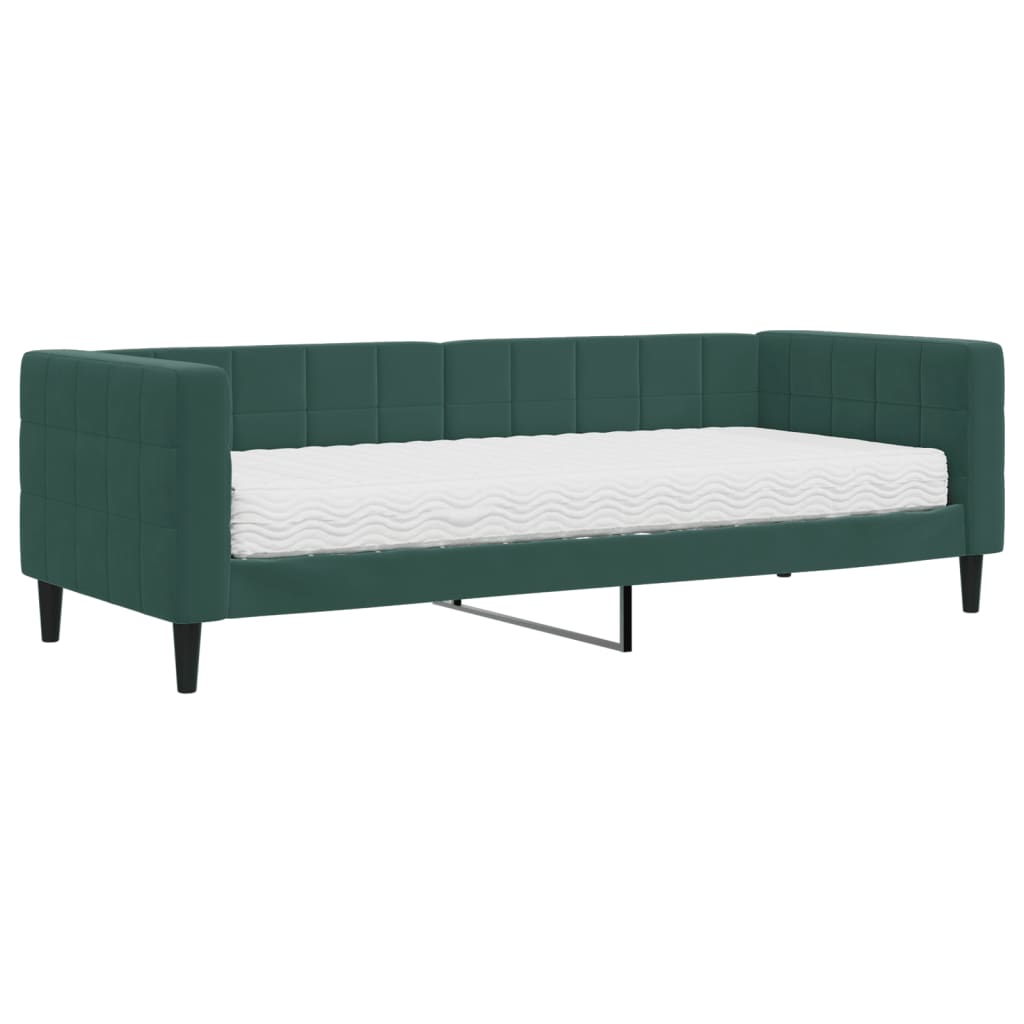 Divano Letto con Materasso Verde Scuro 80x200 cm in Velluto - homemem39