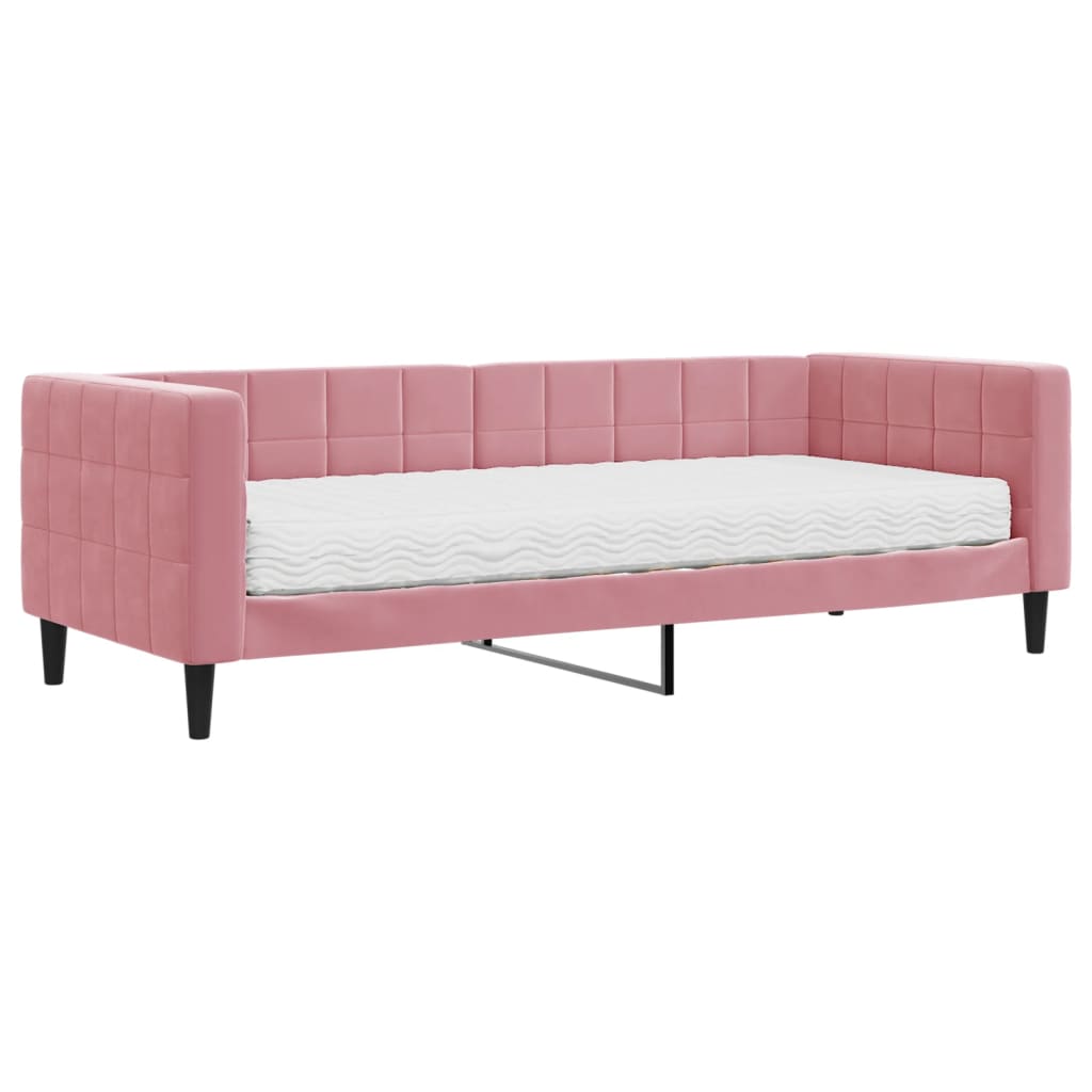 Divano Letto con Materasso Rosa 80x200 cm in Velluto - homemem39