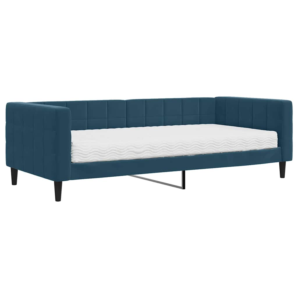 Divano Letto con Materasso Blu 90x200 cm in Velluto | homemem39