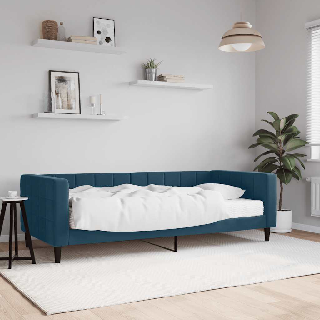 Divano Letto con Materasso Blu 90x200 cm in Velluto | homemem39