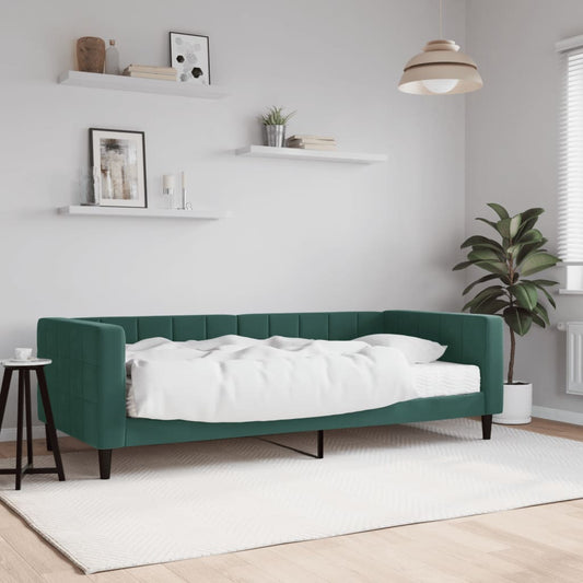 Divano Letto con Materasso Verde Scuro 90x200 cm in Velluto - homemem39