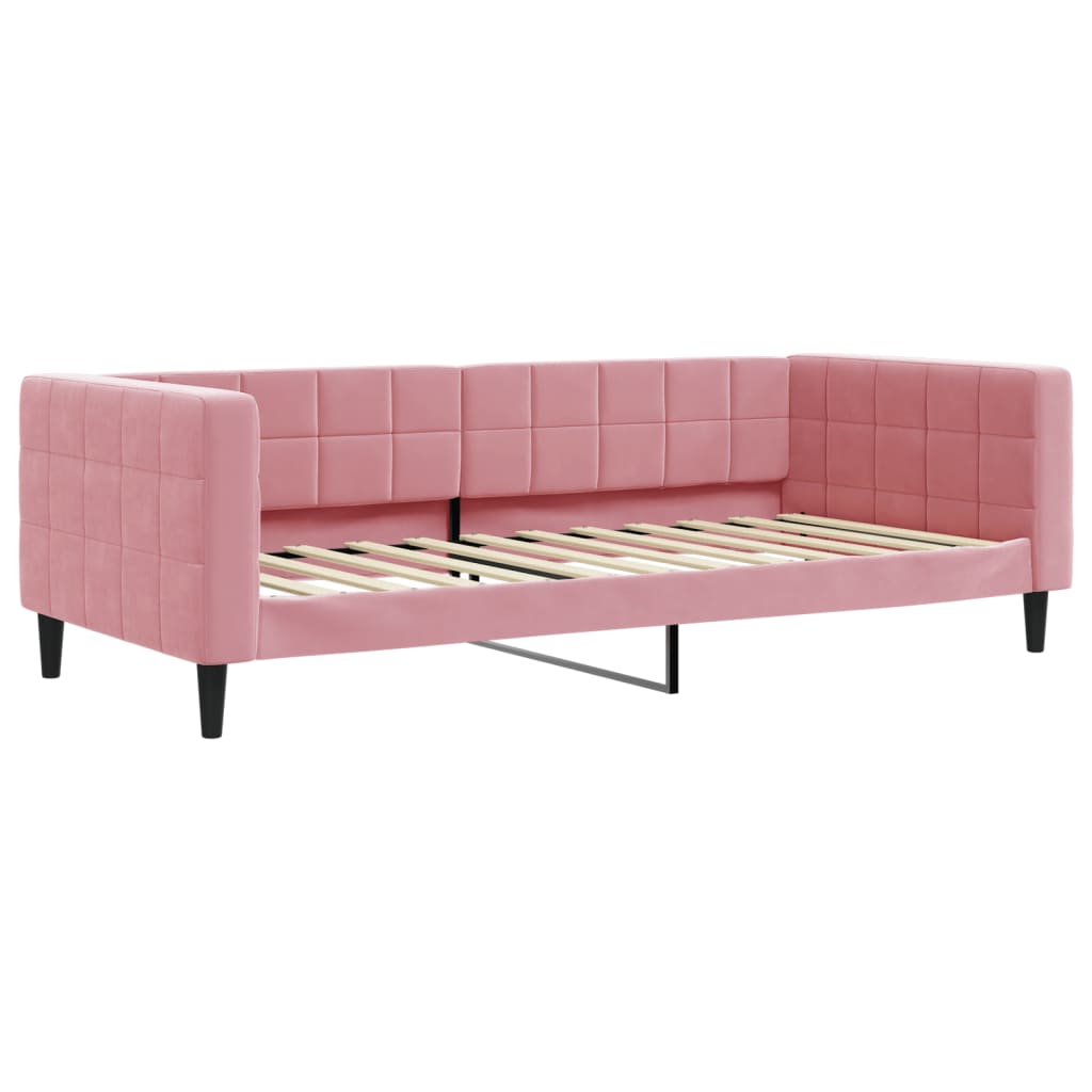 Divano Letto con Materasso Rosa 90x200 cm in Velluto - homemem39