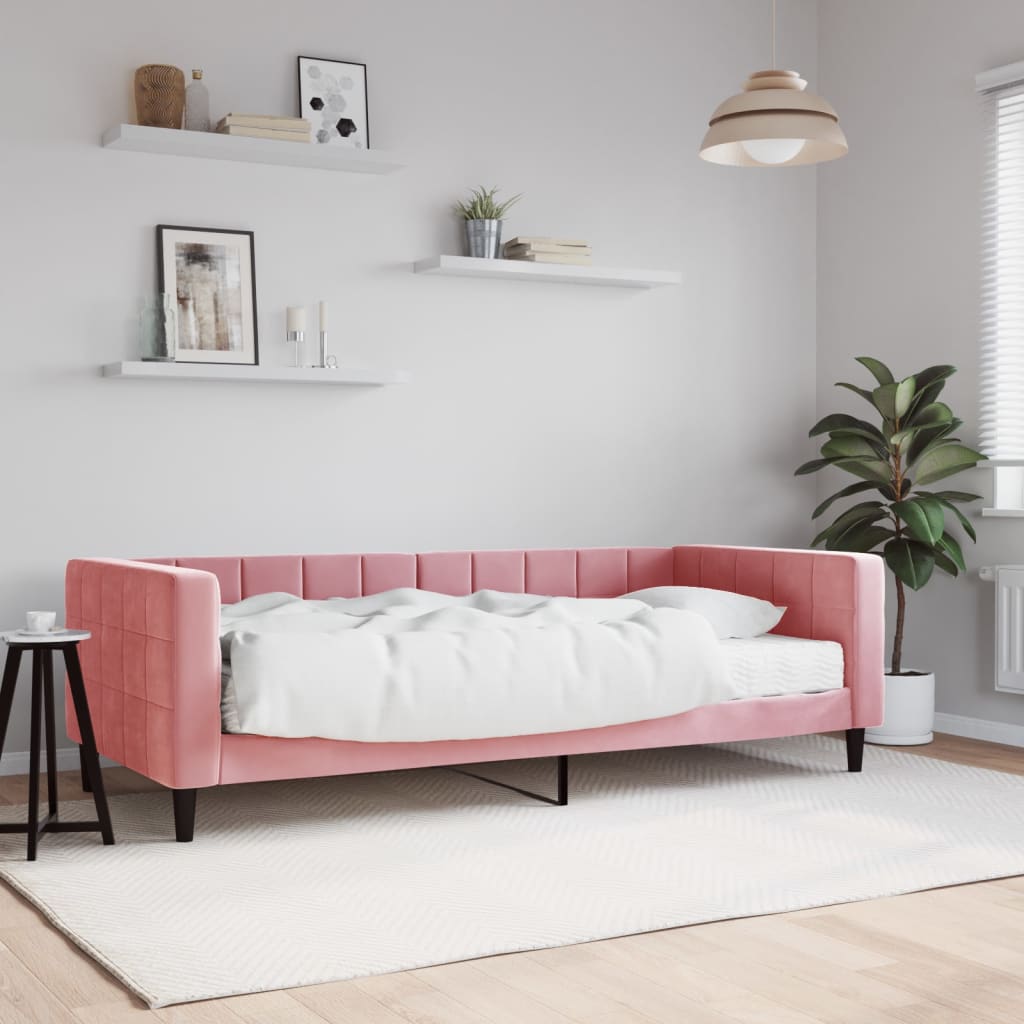 Divano Letto con Materasso Rosa 90x200 cm in Velluto - homemem39