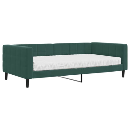 Divano Letto con Materasso Verde Scuro 100x200 cm in Velluto - homemem39