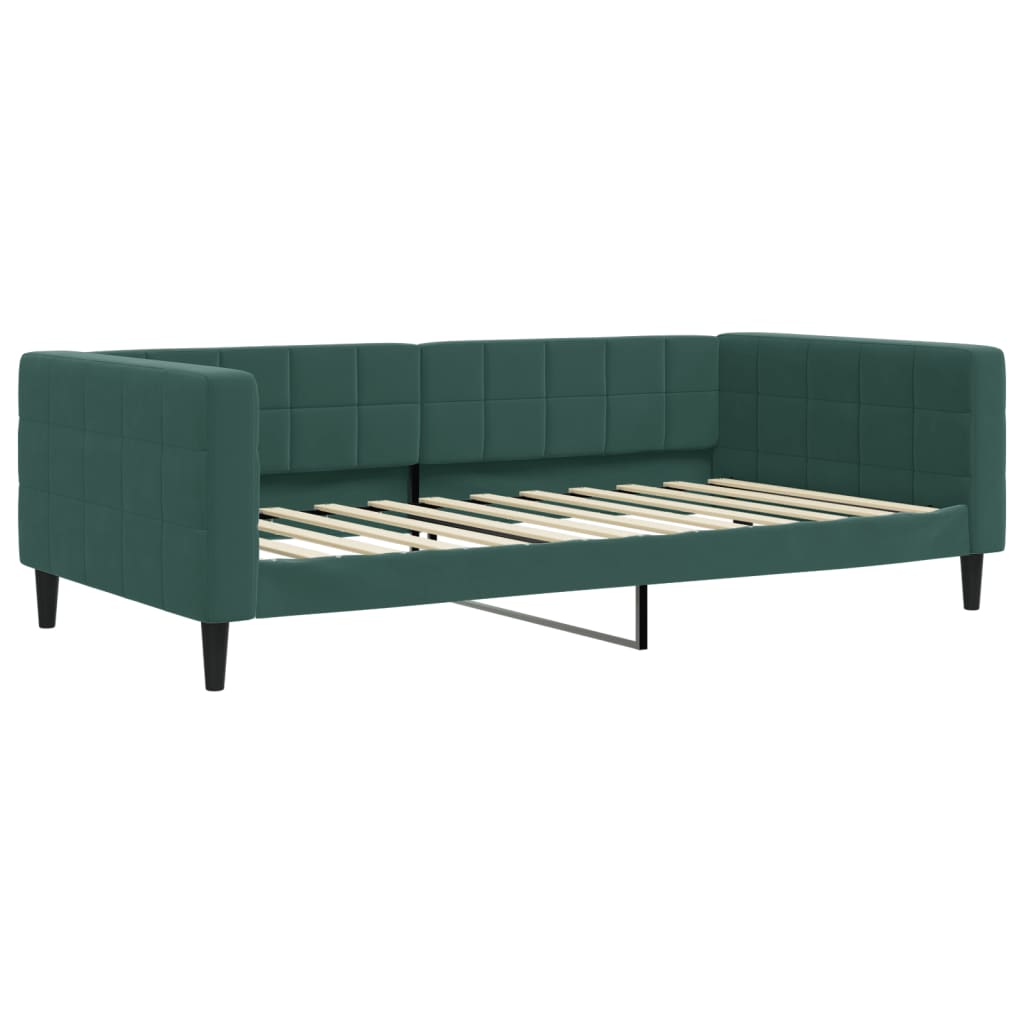 Divano Letto con Materasso Verde Scuro 100x200 cm in Velluto - homemem39