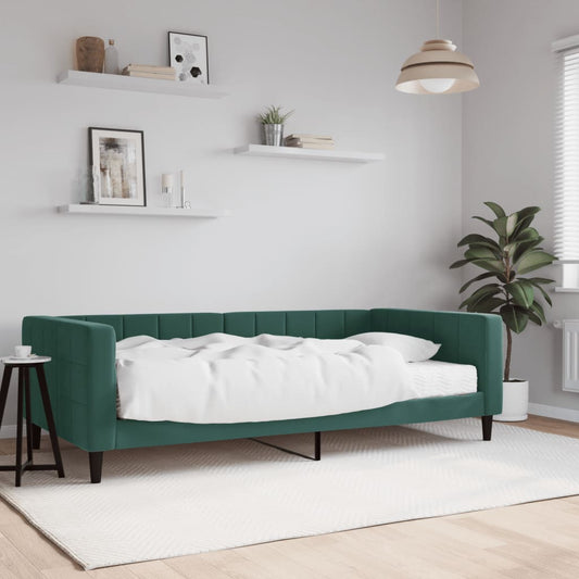 Divano Letto con Materasso Verde Scuro 100x200 cm in Velluto - homemem39