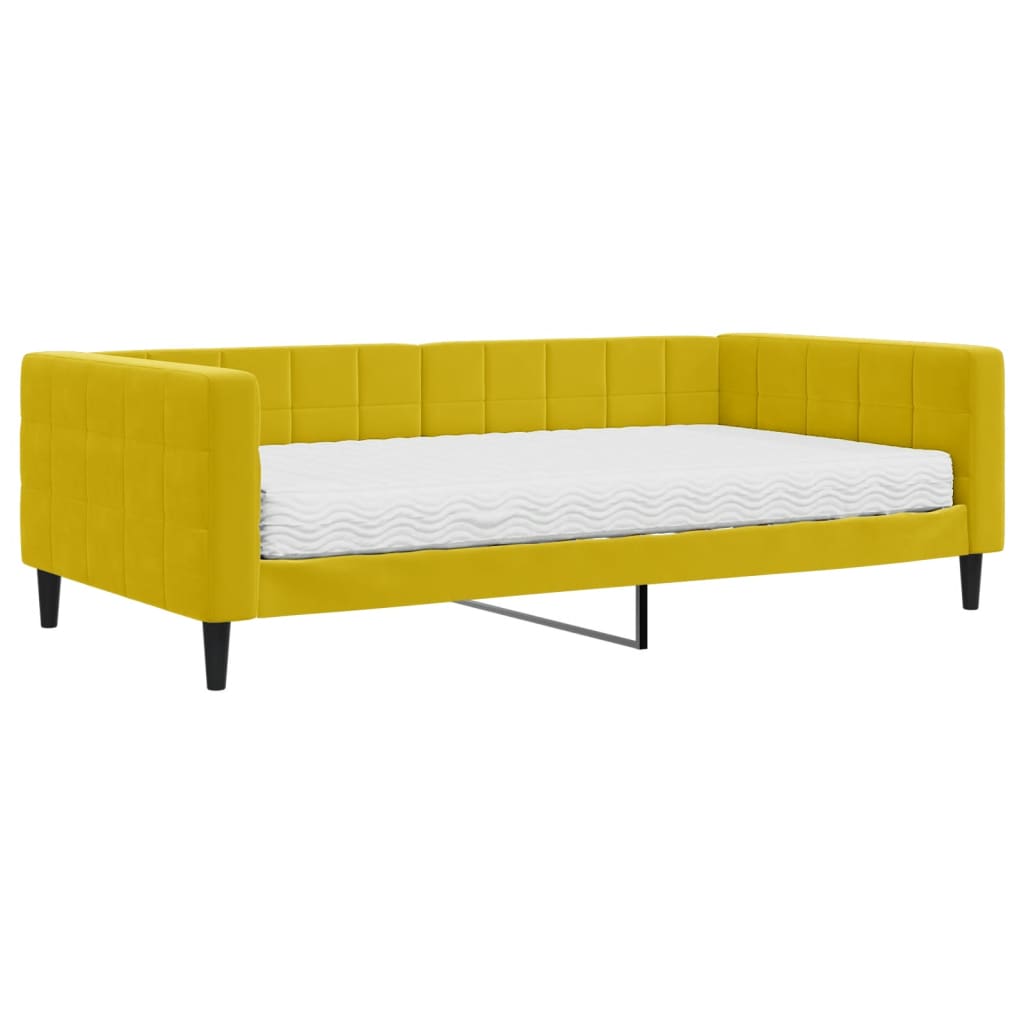 Divano Letto con Materasso Giallo 100x200 cm in Velluto - homemem39