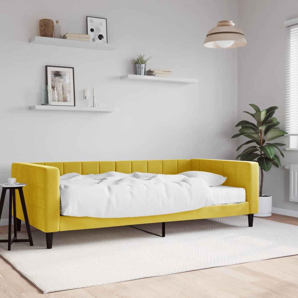 Divano Letto con Materasso Giallo 100x200 cm in Velluto - homemem39