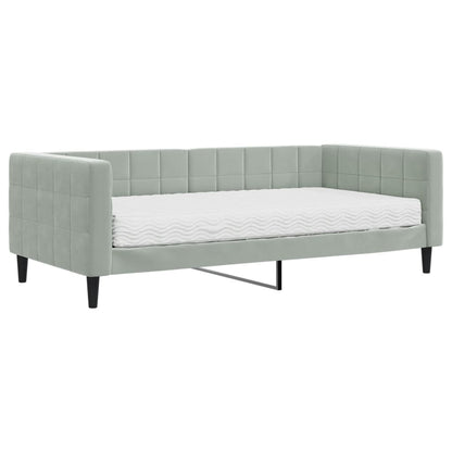 Divano Letto con Materasso Grigio Chiaro 90x190 cm in Velluto - homemem39