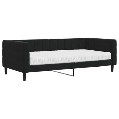 Divano Letto con Materasso Nero 90x190 cm in Velluto - homemem39
