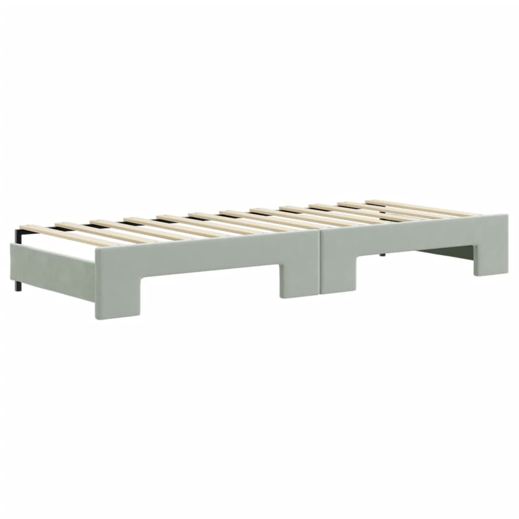 Divano Letto con Letto Estraibile Grigio Chiaro 80x200 Velluto - homemem39