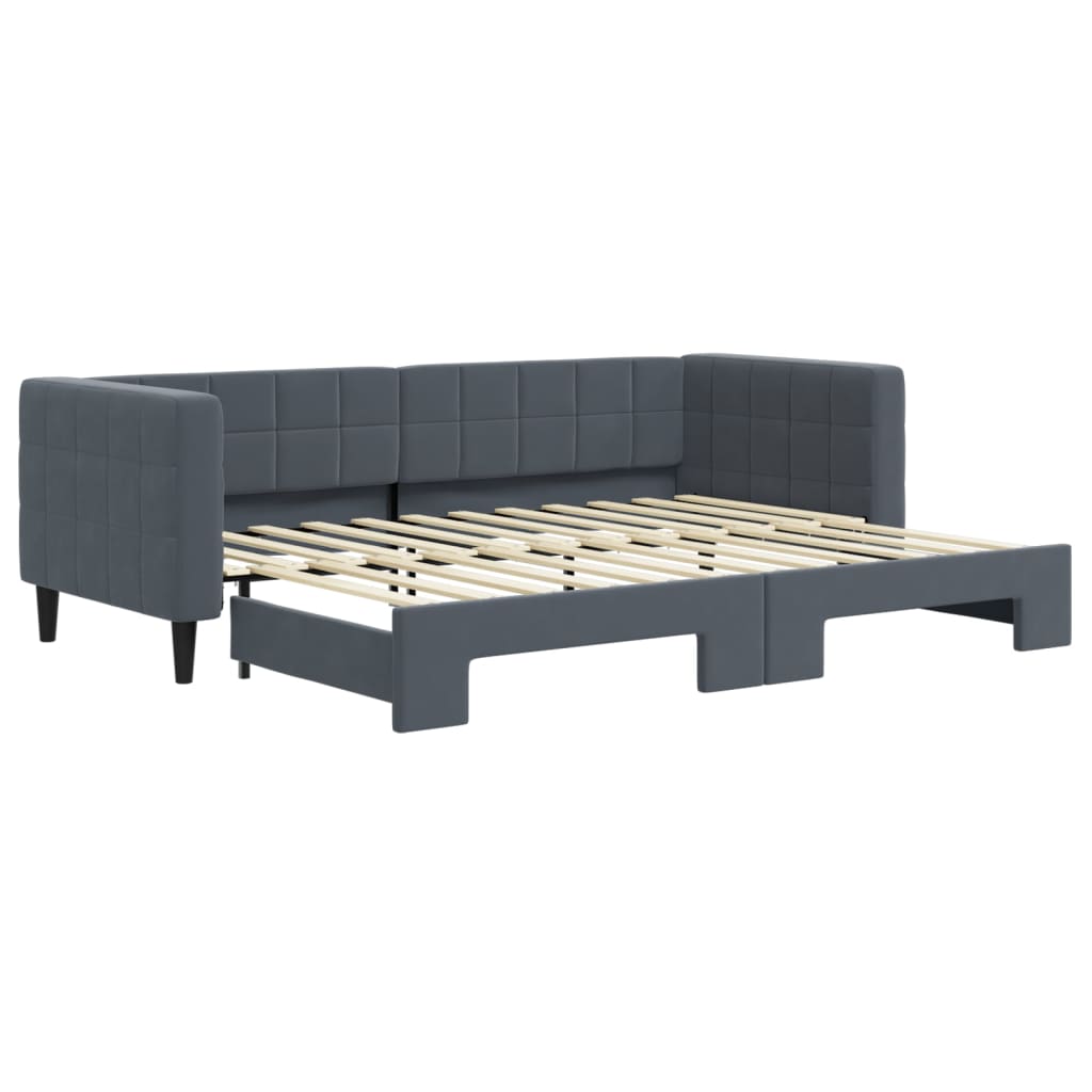 Divano Letto con Letto Estraibile Grigio Scuro 80x200cm Velluto | homemem39