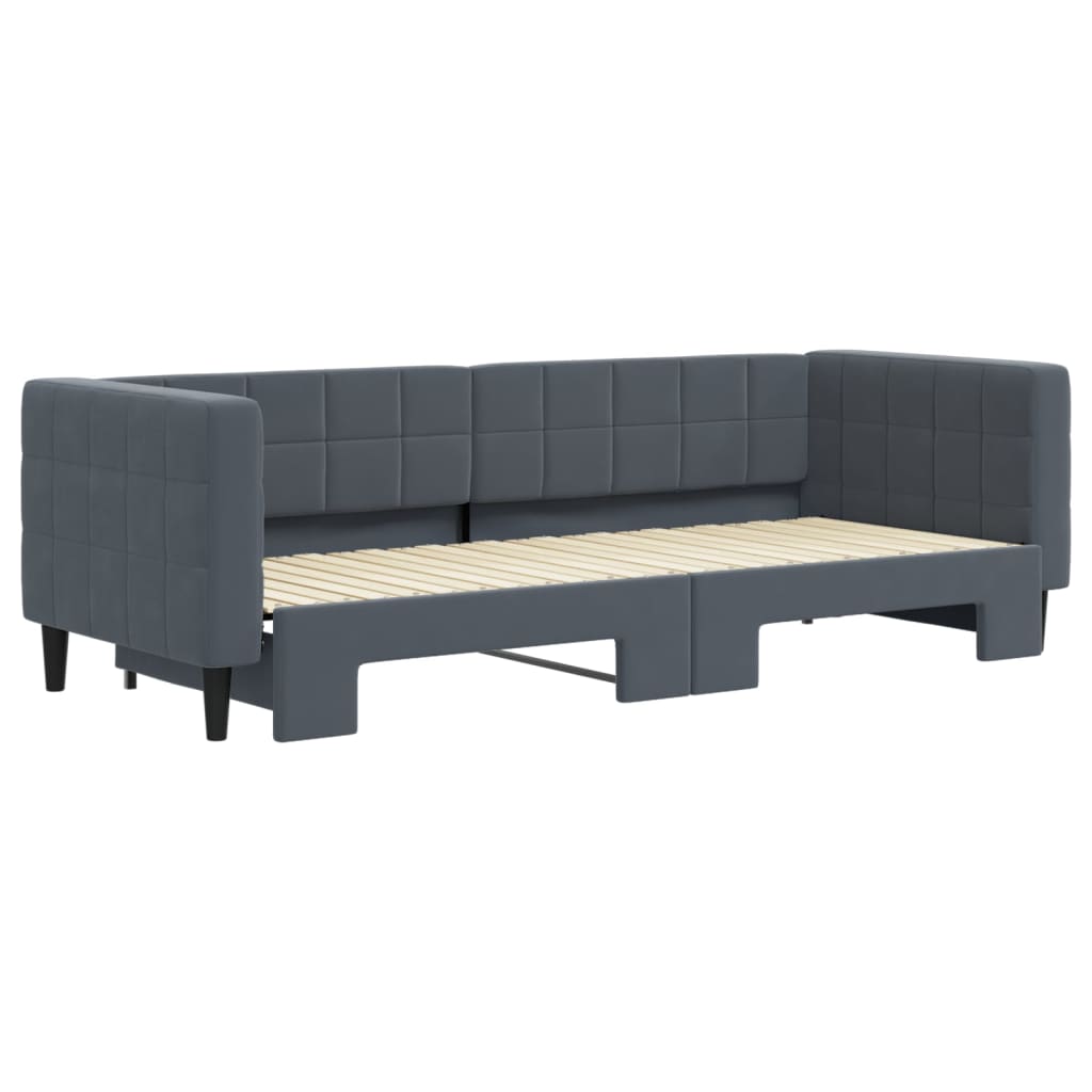 Divano Letto con Letto Estraibile Grigio Scuro 80x200cm Velluto | homemem39