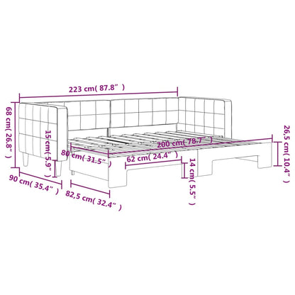 Divano Letto con Letto Estraibile Grigio Scuro 80x200cm Velluto | homemem39