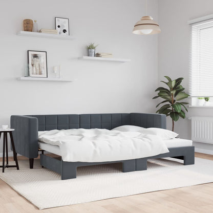 Divano Letto con Letto Estraibile Grigio Scuro 80x200cm Velluto | homemem39