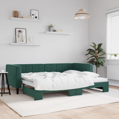 Divano Letto con Letto Estraibile Verde Scuro 80x200cm Velluto - homemem39