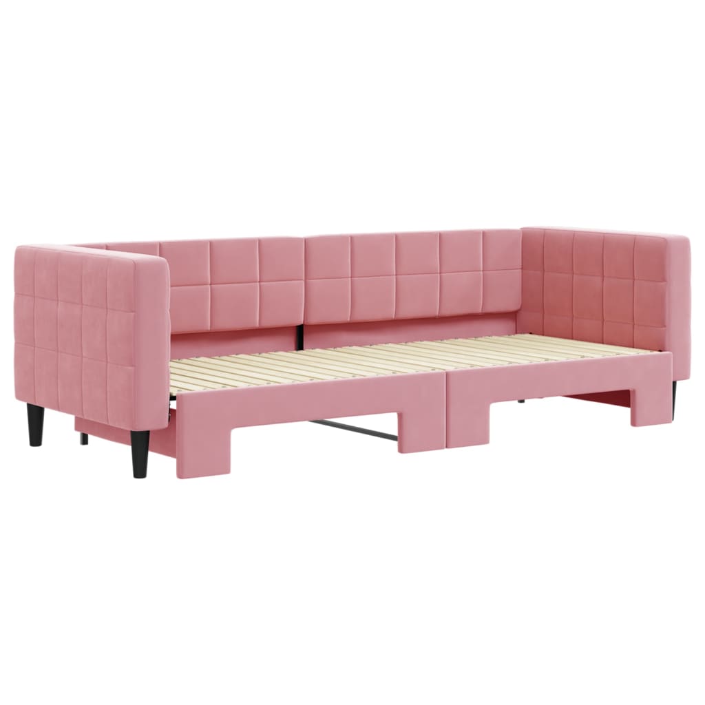 Divano Letto con Letto Estraibile Rosa 80x200 cm in Velluto - homemem39
