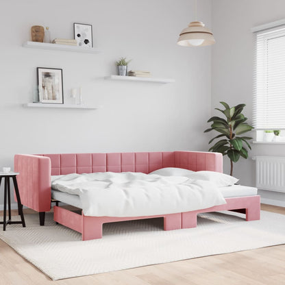 Divano Letto con Letto Estraibile Rosa 80x200 cm in Velluto - homemem39