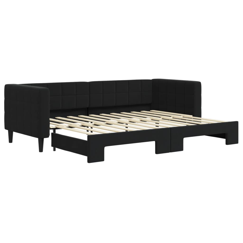 Divano Letto con Letto Estraibile Nero 80x200 cm in Velluto | homemem39