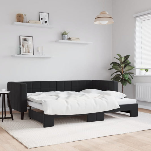 Divano Letto con Letto Estraibile Nero 80x200 cm in Velluto | homemem39