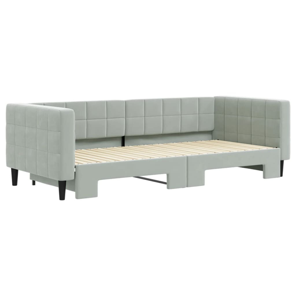 Divano Letto con Letto Estraibile Grigio Chiaro 90x200 Velluto - homemem39