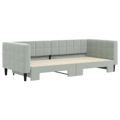 Divano Letto con Letto Estraibile Grigio Chiaro 90x200 Velluto - homemem39