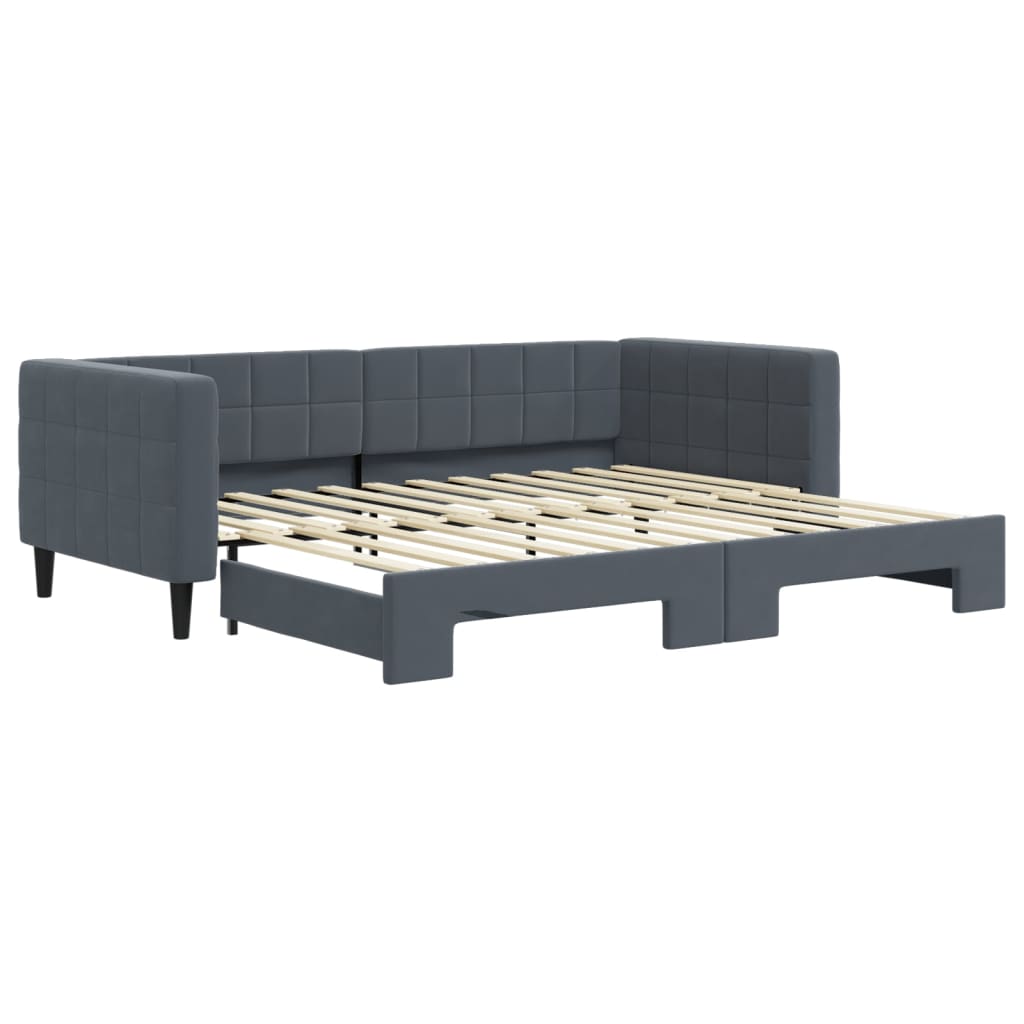 Divano Letto con Letto Estraibile Grigio Scuro 90x200cm Velluto - homemem39