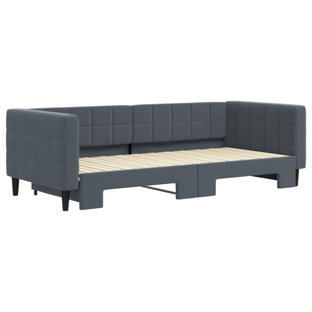 Divano Letto con Letto Estraibile Grigio Scuro 90x200cm Velluto - homemem39