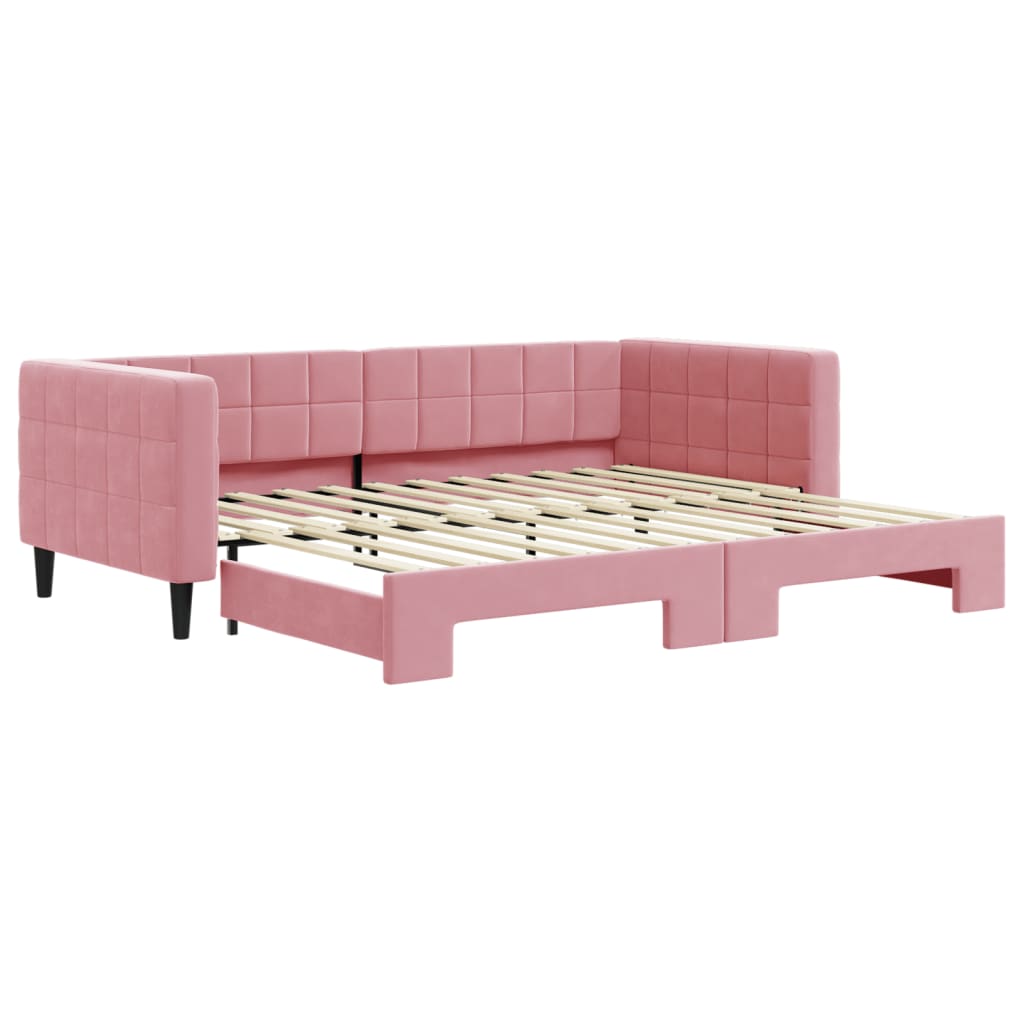Divano Letto con Letto Estraibile Rosa 90x200 cm in Velluto - homemem39
