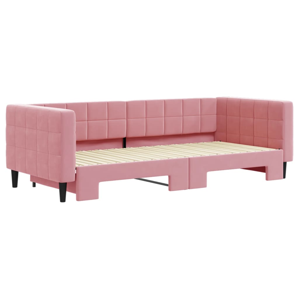 Divano Letto con Letto Estraibile Rosa 90x200 cm in Velluto - homemem39