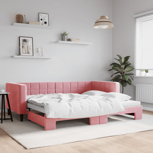 Divano Letto con Letto Estraibile Rosa 90x200 cm in Velluto - homemem39