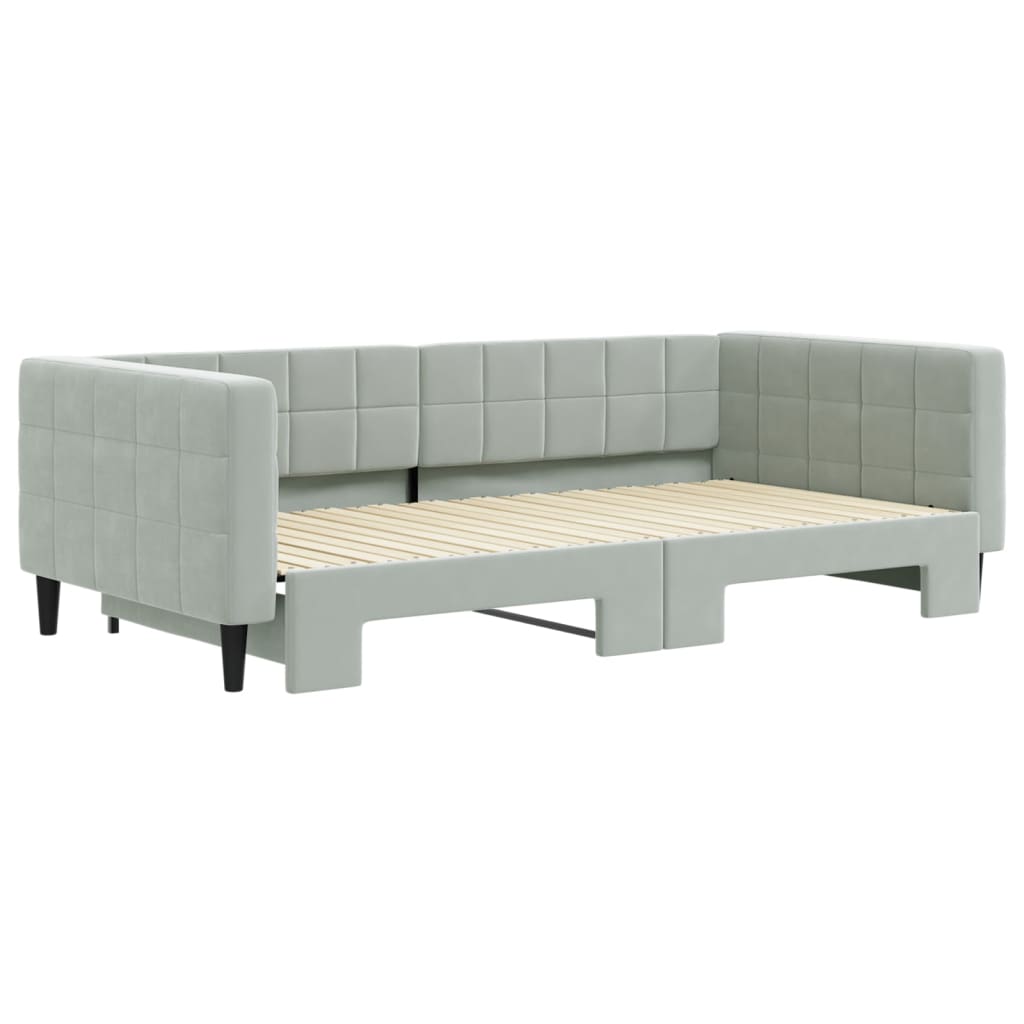 Divano Letto con Letto Estraibile Grigio Chiaro 100x200 Velluto - homemem39