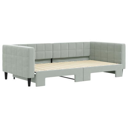 Divano Letto con Letto Estraibile Grigio Chiaro 100x200 Velluto - homemem39