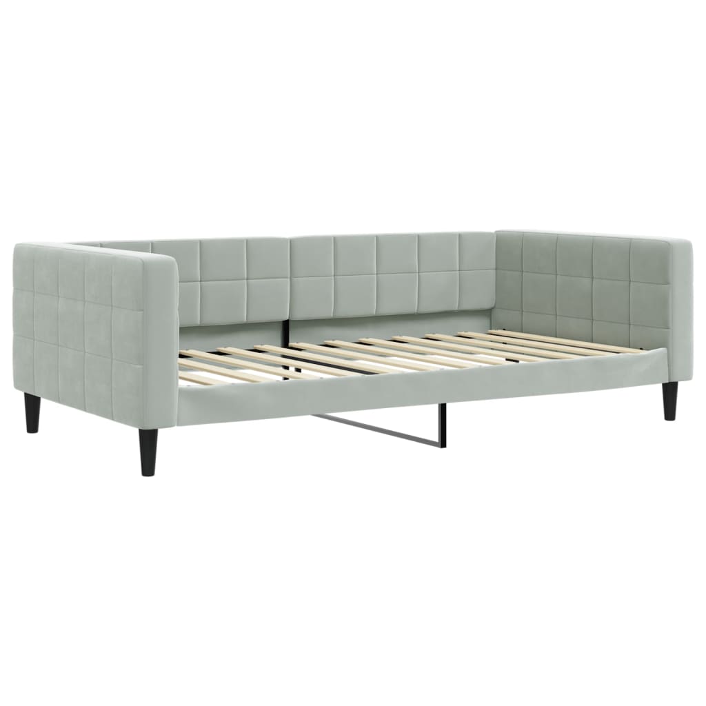 Divano Letto con Letto Estraibile Grigio Chiaro 100x200 Velluto - homemem39