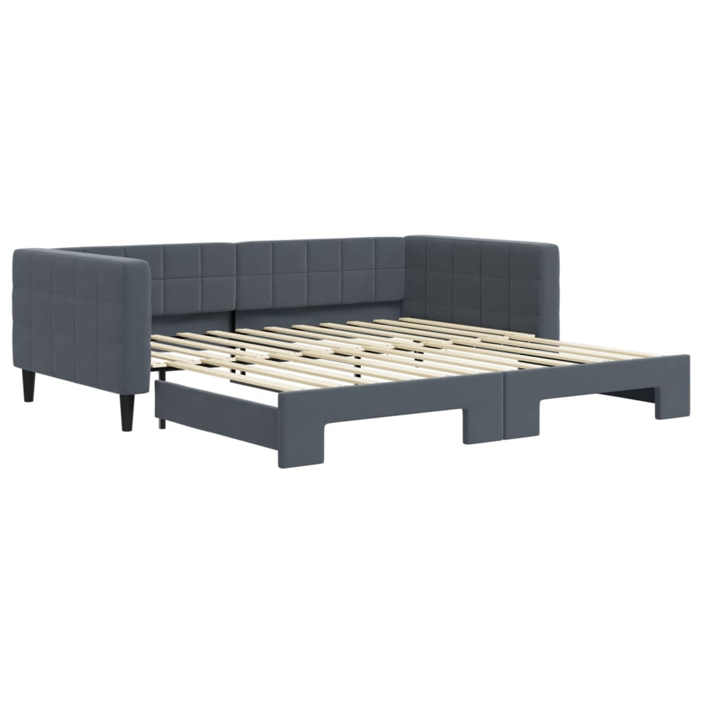 Divano Letto con Letto Estraibile Grigio Scuro 100x200 Velluto - homemem39