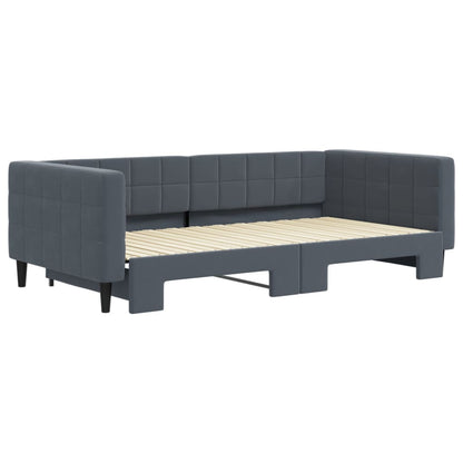 Divano Letto con Letto Estraibile Grigio Scuro 100x200 Velluto - homemem39