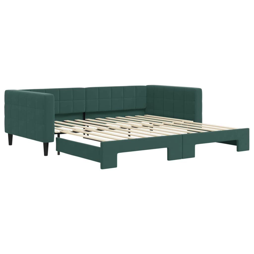 Divano Letto con Letto Estraibile Verde Scuro 100x200cm Velluto - homemem39