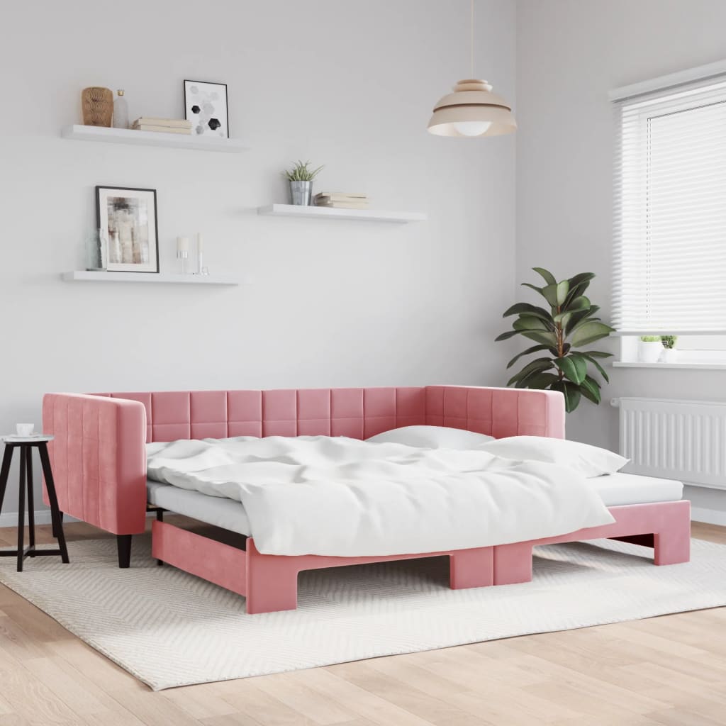 Divano Letto con Letto Estraibile Rosa 100x200 cm in Velluto - homemem39